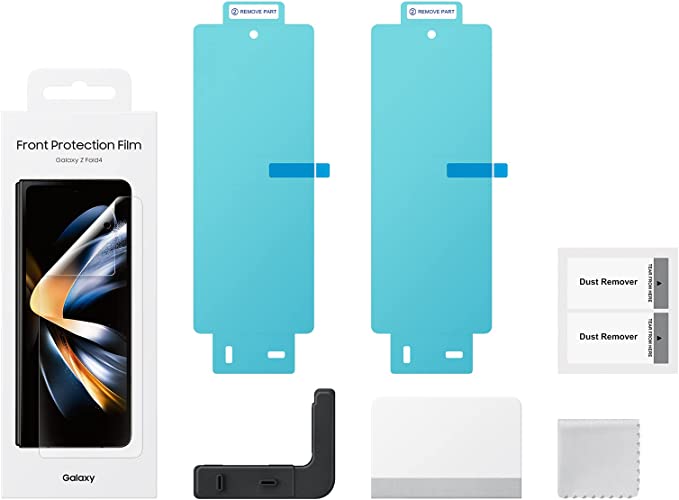 Galaxy Z Fold4専用Samsung純正の液晶保護フィルムの内容物画像。