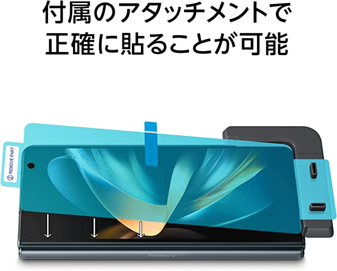 Galaxy Z Fold4専用Samsung純正の液晶保護フィルムの付属アタッチメント画像。